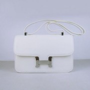 Hermes Constance 28cm Togo Leather Bag White Silver