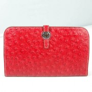 Hermes Wallet H001 Ladies Ostrich Skin Red