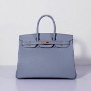 Hermes 35cm Birkin Bag Epsom Leather Blue Lin Gold