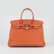 Hermes Birkin 30cm Togo leather Handbags orange golden