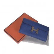 Hermes Wallet H6023 Wallet Cow Leather Blue