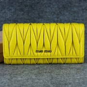 Miu Miu Matelasse Shiny Calf Leather Wallet 6618 Yellow