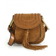 Chloe Hudson Tasseled Suede Crossbody Bag Caramel