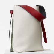 Celine Twisted Cabas Small Bag In White/Almond Calfskin