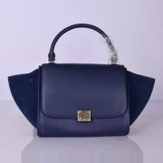 Celine Medium Trapeze Blue Suede Bag