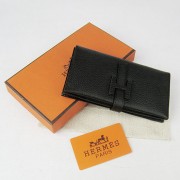 Hermes Wallet H015 Wallet Cow Leather Black