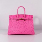 Hermes Birkin 35cm Ostrich Leather Bag Rose Gold