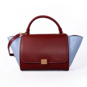 Celine Large Trapeze Leather Bag Red Ice Blue