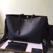 Yves Saint Laurent Black Large Shopping Bag With Fringed
