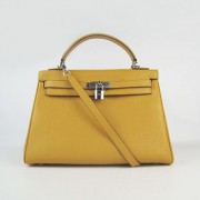 Hermes Kelly 32cm Togo leather handbag 6108 yellow silve