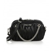 Miu Miu Matelasse Leather Crossbody Bag Nero