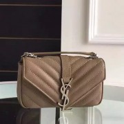 Yves Saint Laurent Baby Monogram Chain Bag In Havane Goatskin