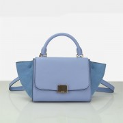 Celine Small Trapeze Ice Blue Suede Bag