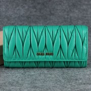 Miu Miu Matelasse Shiny Calf Leather Wallet 6618 Green