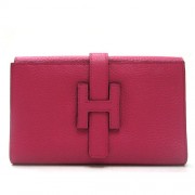 Hermes Wallet H1125 Wallet Cow Leather Pink