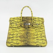 Hermes Birkin 30CM Lizard Pattern handbag 6088 yellow/silver