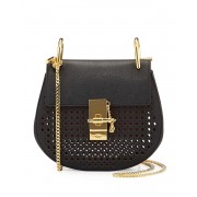 Chloe Drew Perforated Mini Shoulder Bag Black