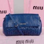 Miu Miu Pressed Matelasse Nappa leather Shoulder Bag RP0350 Blue