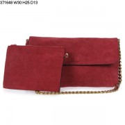 Celine Gourmette Suede Leather Shoulder Bag Wine Red 371648