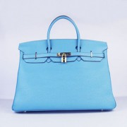 Hermes Birkin 35CM Togo Leather Handbags 6099 light blue golden