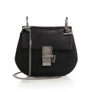 Chloe Drew Mini Leather Crossbody Bag Black