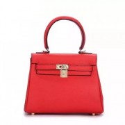 Hermes Kelly 25cm Togo Leather Bag Red Gold