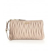 Miu Miu Matelasse Leather Zip Pouch Cammeo