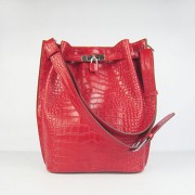 Hermes Crocodile vein Shoulder Bag H2804 red Silver
