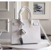 Yves Saint Laurent Baby Sac De Jour Croc Embossed White Bag