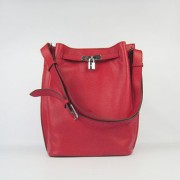 Hermes Nappa Leather Shoulder Bag H2804 red Silver