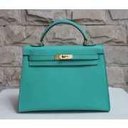 Hermes Kelly 32cm Epsom Leather Handbag Lake Green Gold