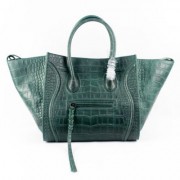 Celine Dark Green Boston Croco Leather Bags