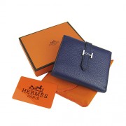 Hermes Wallet H006 Cow Leather Blue