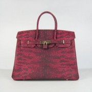 Hermes Birkin 30CM Lizard Pattern handbag 6088 red/golden