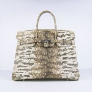 Hermes Birkin 30CM Lizard Pattern handbag 6088 beige/silver