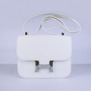 Hermes Constance Cowskin Leather Bag H017 white silver