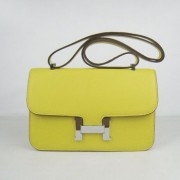 Hermes Calf Leather H020 Handbag Lemon Yellow Silver