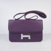 Hermes Constance 28cm Togo Leather Bag Purple Silver