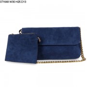 Celine Gourmette Suede Leather Shoulder Bag Sapphire Blue 371648