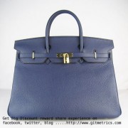 Hermes Birkin 35CM Togo Leather Handbags 6099 dark blue golden