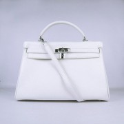 Hermes Kelly 35cm Togo Leather handbag white/silver