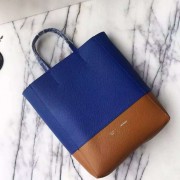 Celine Small Bi Cabas Bag In Blue/Brown Leather