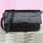 Miu Miu Pressed Matelasse Nappa leather Shoulder Bag RP0350 Black