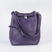 Hermes Nappa Leather Shoulder Bag H2804 purple Silver