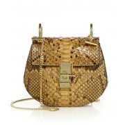 Chloe Drew Mini Python Crossbody Bag Honey