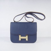 Hermes Constance Cowskin Leather Bag H017 dark blue gold