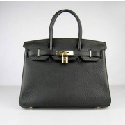 Hermes Birkin 30cm Togo leather Handbags black golden