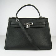 Hermes Kelly 32cm Togo leather handbag 6108 black silver