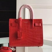 Yves Saint Laurent Nano Sac De Jour Croc Embossed Red Bag