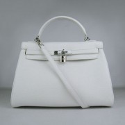 Hermes Kelly 32cm Togo leather handbag 6108 white silver